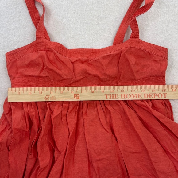 J Crew Talitha Orange 100% Linen Full Maxi Dress Size 10 - Picture 7 of 7